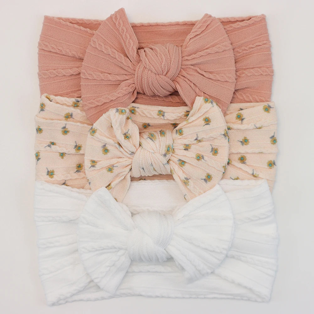 3 unids/set de diademas para bebé, lote de diadema con lazo para niña, gorros para recién nacido, turbante de nailon suave para niños, diademas para niños, accesorios para el cabello