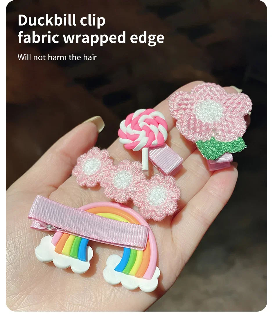 14-28-42-70 Uds. Conjunto de pinzas para el pelo de bebé de dibujos animados, pasadores de flores y frutas para niña, horquillas con flequillo, accesorios para el cabello para niños