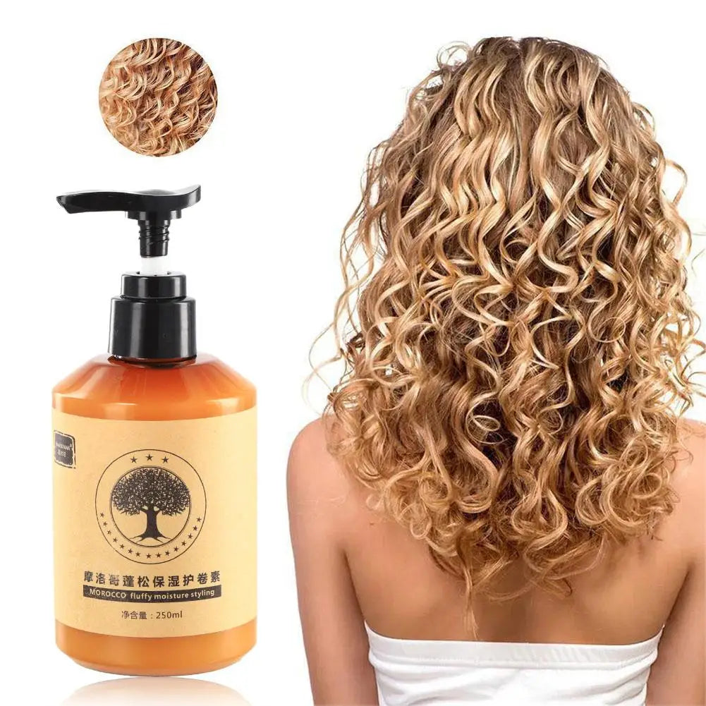 Crema para peinar el cabello rizado de larga duración, crema rizadora de volumen de elasticidad hidratante, crema para peinar aceite para el cabello marroquí