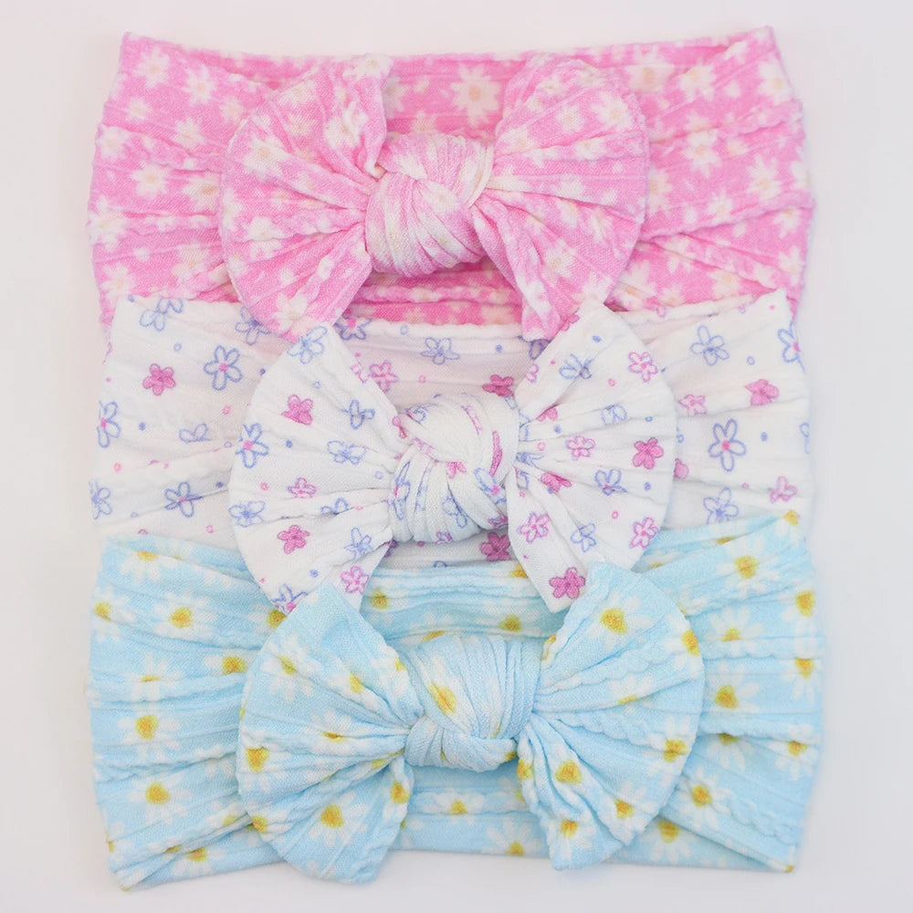 3 unids/set de diademas para bebé, lote de diadema con lazo para niña, gorros para recién nacido, turbante de nailon suave para niños, diademas para niños, accesorios para el cabello
