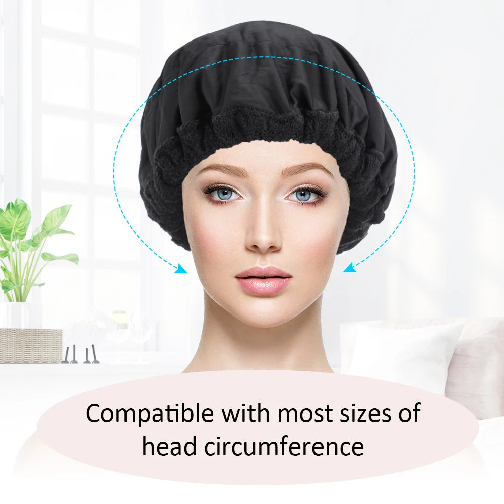 Gorro de linaza para el cuidado del cabello, gorro de calentamiento inalámbrico, mascarilla para el cabello, cabezal caliente, microondas, gorro de secado térmico, vaporizador para el cuidado del cabello