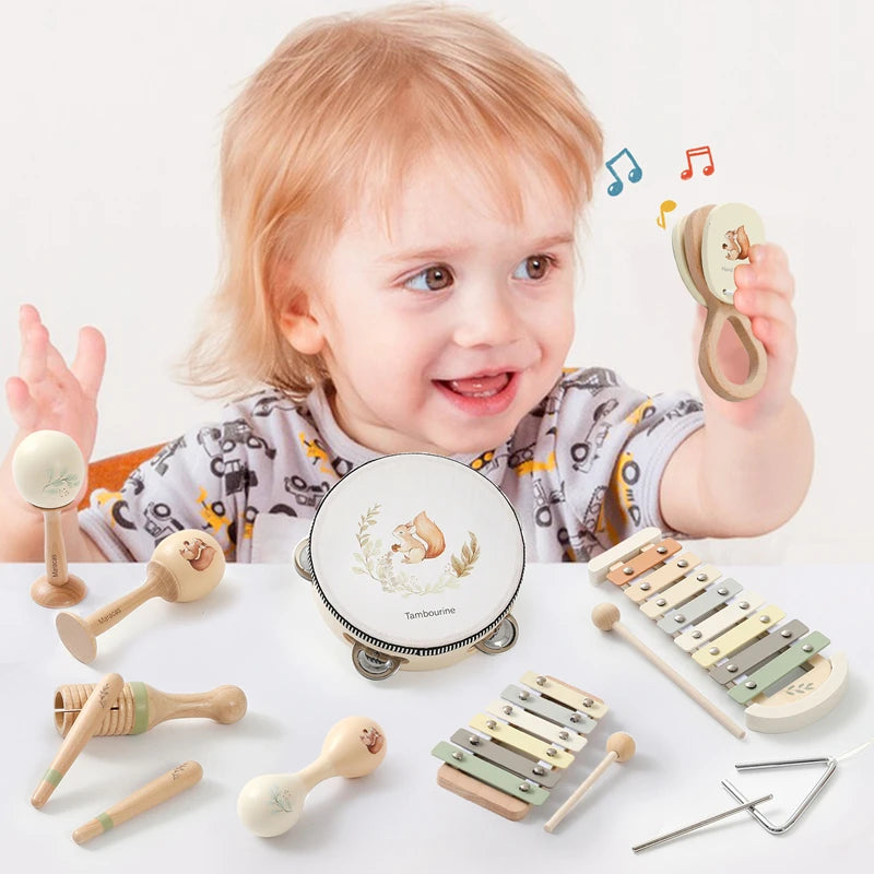 Juguete de madera Montessori, xilófono Multicolor, cuentas de campana, columna de tambor, instrumento Musical, juguete para chico, instrumento Musical educativo, regalo