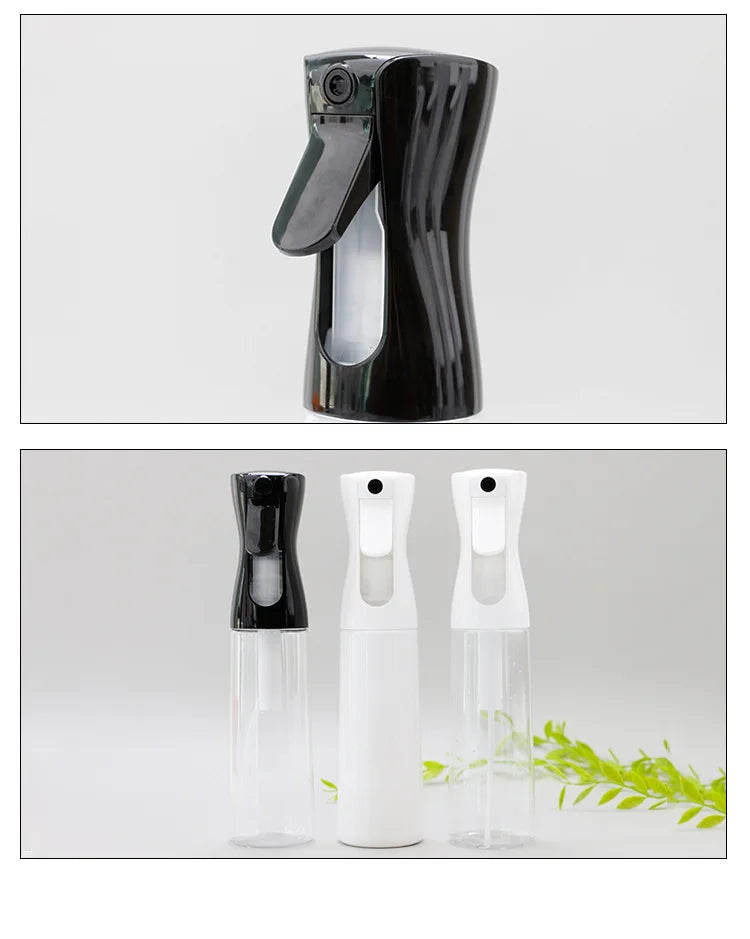 Botella de plástico de alta presión con capacidad de 200ml y 300ml, regadera continua para estilista de cabello y peluquería