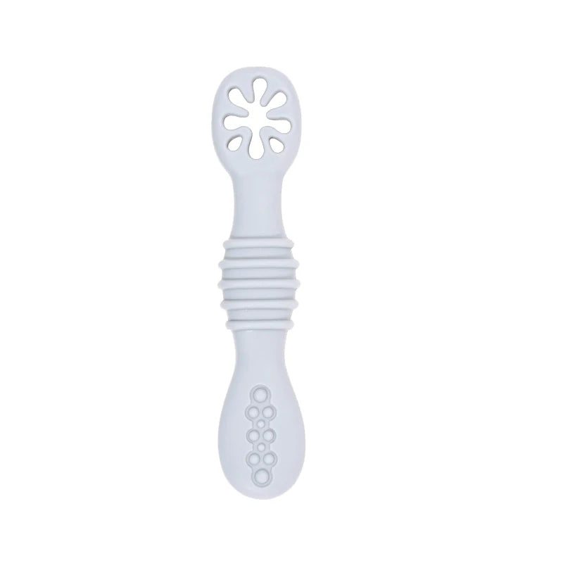 Juego de cucharas de aprendizaje para bebé, cuchara adhesiva de silicona de calidad alimentaria, cubiertos para niños, cuchara de entrenamiento, vajilla de alimentación, 2 uds.