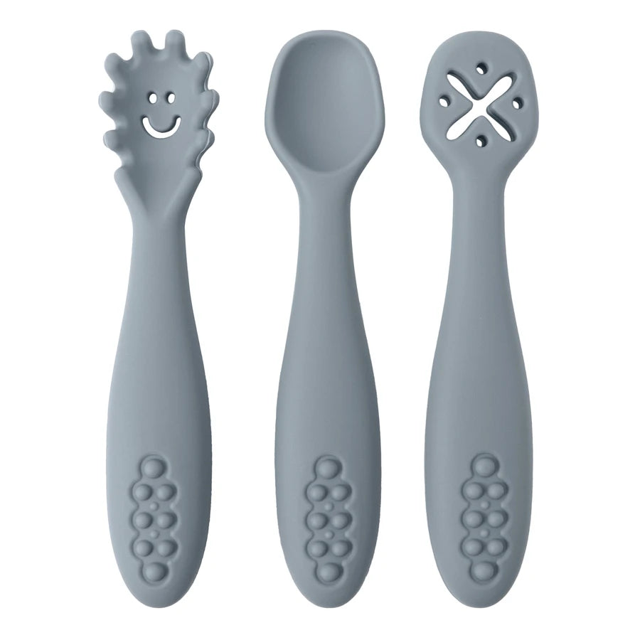 Juego de utensilios de cucharas de aprendizaje para bebé, juego de cucharas de alimentación para recién nacido, cubiertos de destete, vajilla para niños, 3 uds.