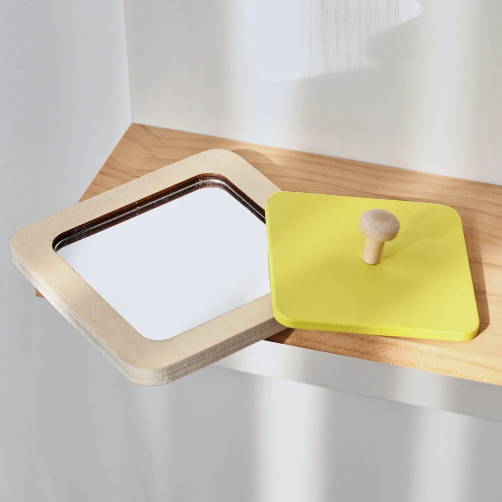 Rompecabezas de espejo Montessori para bebé, tablero ocupado, juguetes de madera, juguete sensorial educativo para edades tempranas, material didáctico preescolar