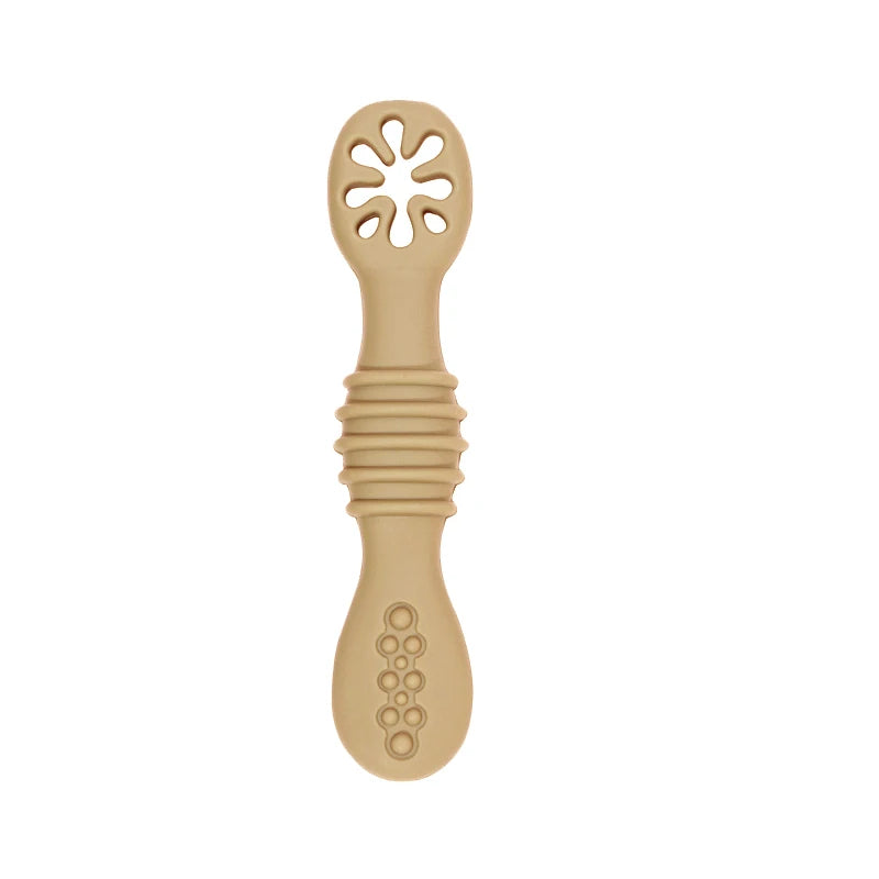 Juego de cucharas de aprendizaje para bebé, cuchara adhesiva de silicona de calidad alimentaria, cubiertos para niños, cuchara de entrenamiento, vajilla de alimentación, 2 uds.