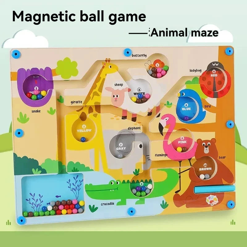 Juguete laberinto magnético con cuentas digitales magnéticas para práctica de rompecabezas, juego de entrenamiento de atención y concentración para niños de 2 a 6 años