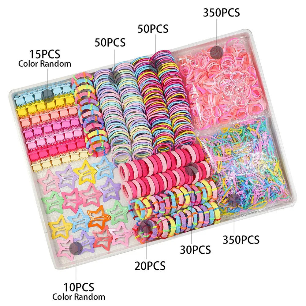 Juego de accesorios para el cabello para niños, anillos para el cabello en caja, banda de cuero, diadema, cuerda para el cabello, combinación de tarjetas para el cabello, accesorios para el cabello para bebés femeninos