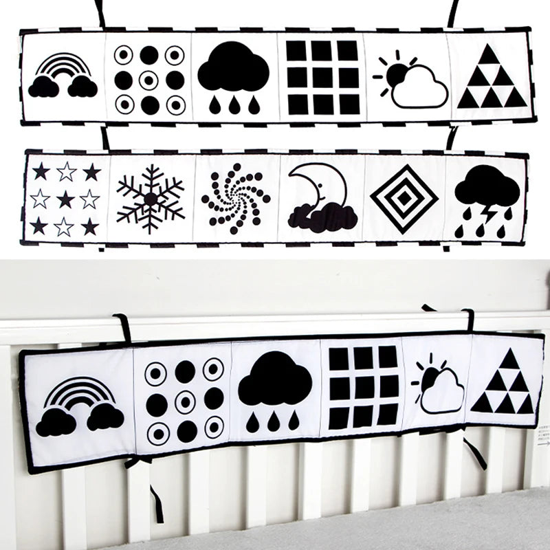Libros plegables de tela suave para bebé, juguete sensorial de alto contraste en blanco y negro para recién nacidos, juguetes educativos Montessori para edades tempranas