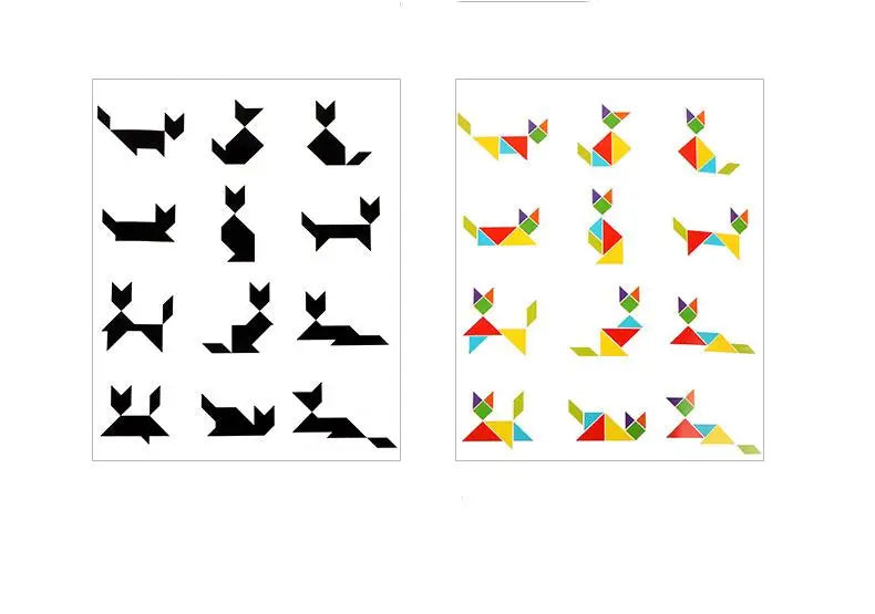 Rompecabezas de madera magnético Tangram, libro de rompecabezas, juguetes educativos para niños, bebé, chico, portátil, aprendizaje de inteligencia Montessori