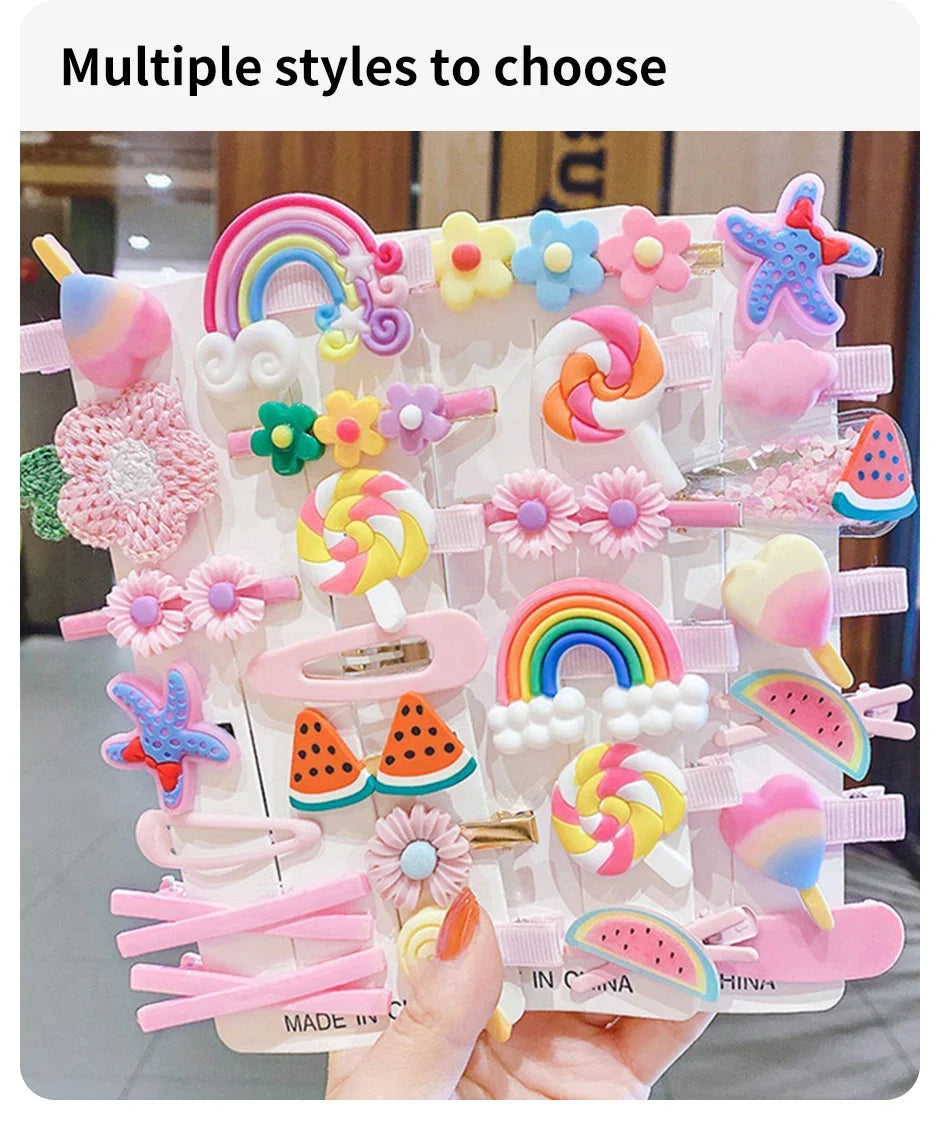 14-28-42-70 Uds. Conjunto de pinzas para el pelo de bebé de dibujos animados, pasadores de flores y frutas para niña, horquillas con flequillo, accesorios para el cabello para niños