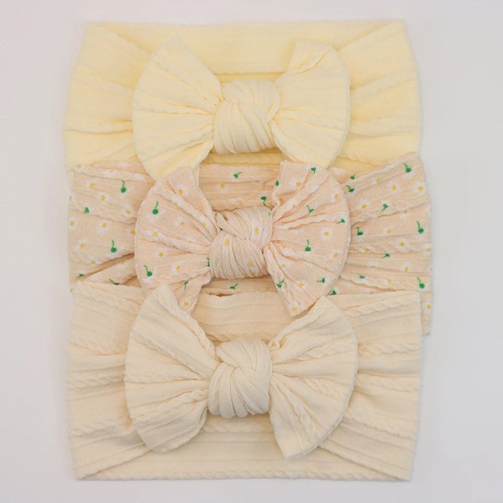 3 unids/set de diademas para bebé, lote de diadema con lazo para niña, gorros para recién nacido, turbante de nailon suave para niños, diademas para niños, accesorios para el cabello