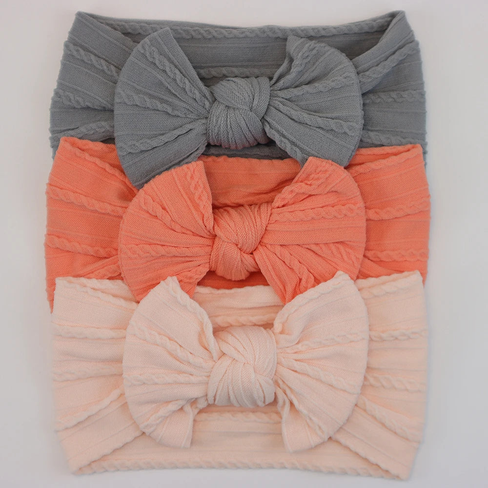 3 unids/set de diademas para bebé, lote de diadema con lazo para niña, gorros para recién nacido, turbante de nailon suave para niños, diademas para niños, accesorios para el cabello