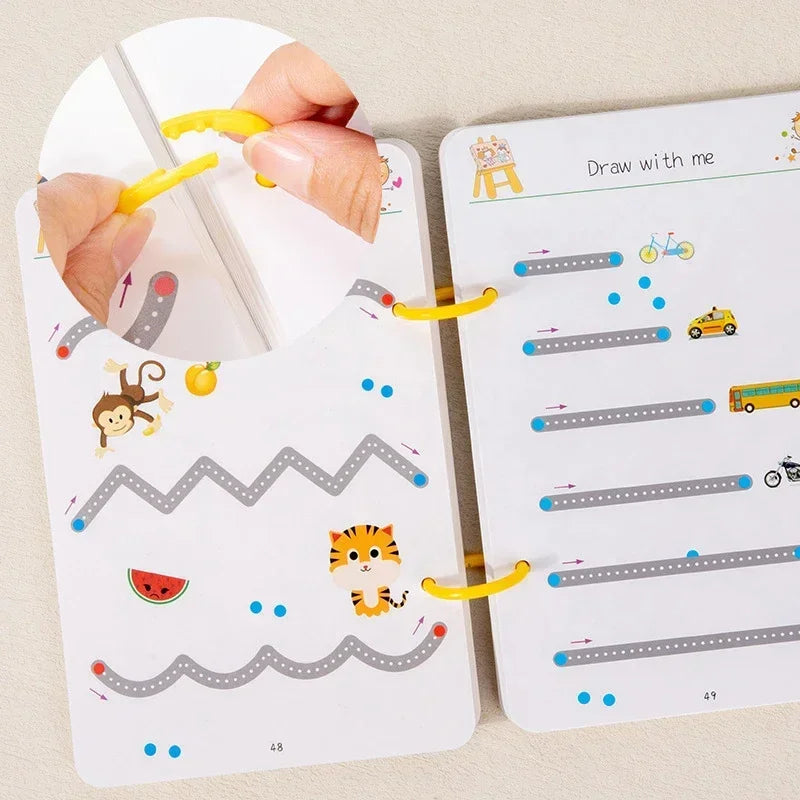 Libro de trabajo de rastreo mágico, libro de entrenamiento de Control, cuaderno de práctica mágica reutilizable, papelería educativa de dibujo Montessori para niños