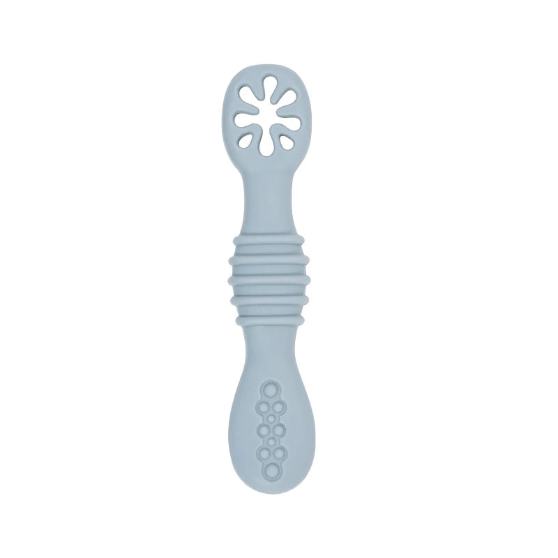 Juego de cucharas de aprendizaje para bebé, cuchara adhesiva de silicona de calidad alimentaria, cubiertos para niños, cuchara de entrenamiento, vajilla de alimentación, 2 uds.