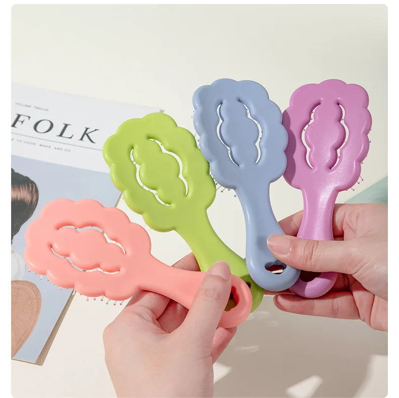 Mini cepillo de pelo portátil para niña, Color caramelo, masaje de dibujos animados, peine de pelo liso, forma de nube, peine de canalé, peine de peinado, 1 pieza