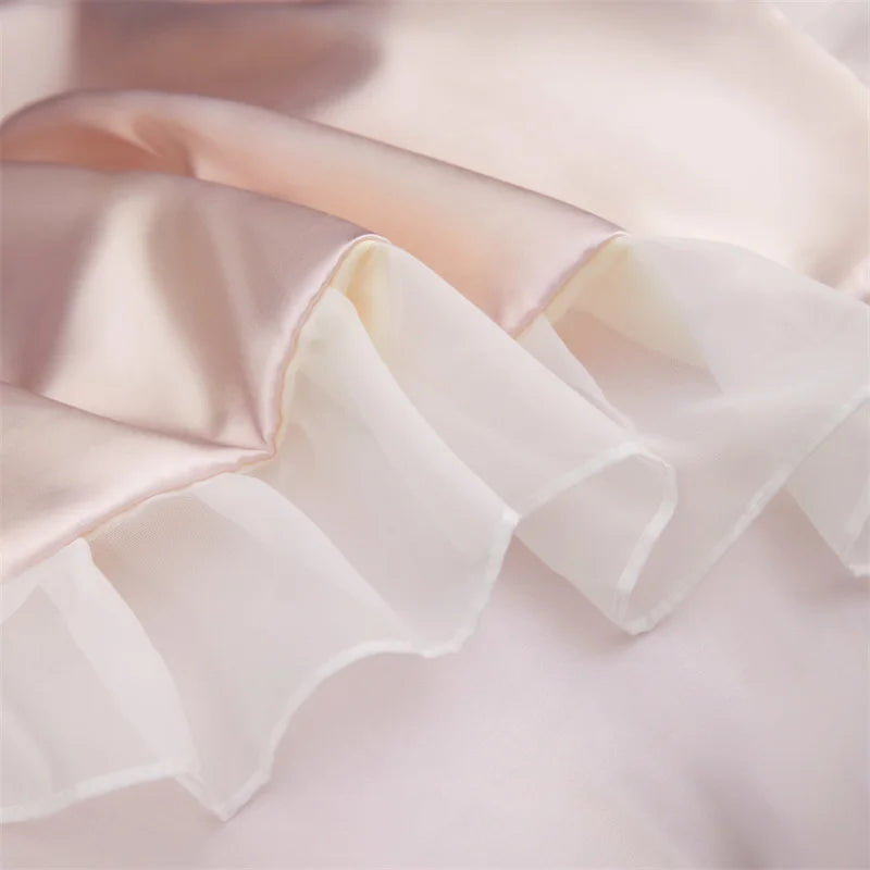 1pc Satin Silk Pillowcase with Ruffles 48x120/150/180cm Double Pillowcase Cover with Lace Smooth Long Pillow Sham for Summer