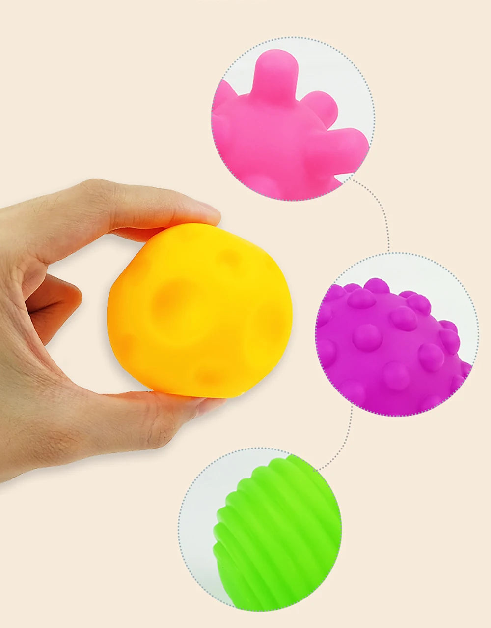 Juego de bolas múltiples texturizadas para niños, 6 piezas, juguete para desarrollar sentidos táctiles, pelota de mano táctil, pelota de entrenamiento, bolas suaves de masaje, regalos para niños