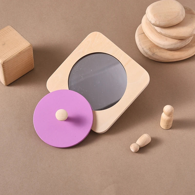 Rompecabezas de espejo Montessori para bebé, tablero ocupado, juguetes de madera, juguete sensorial educativo para edades tempranas, material didáctico preescolar