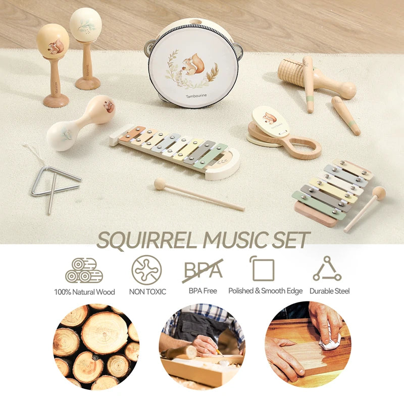 Juguete de madera Montessori, xilófono Multicolor, cuentas de campana, columna de tambor, instrumento Musical, juguete para chico, instrumento Musical educativo, regalo