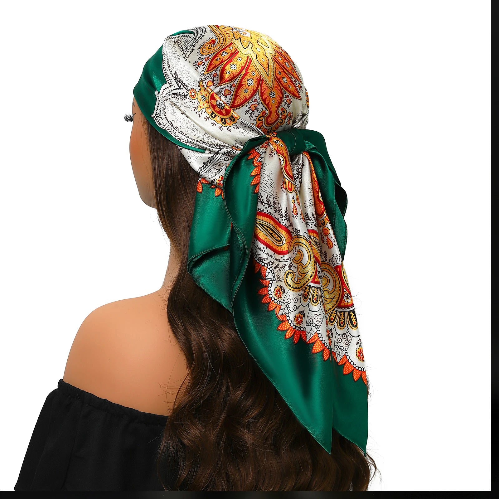 Pañuelo para la cabeza para mujer, marca de lujo, cuadrado, 90x90cm, Foulard de seda, Bandana de satén, pañuelo suave, Hijab, bufandas para el cabello para mujer