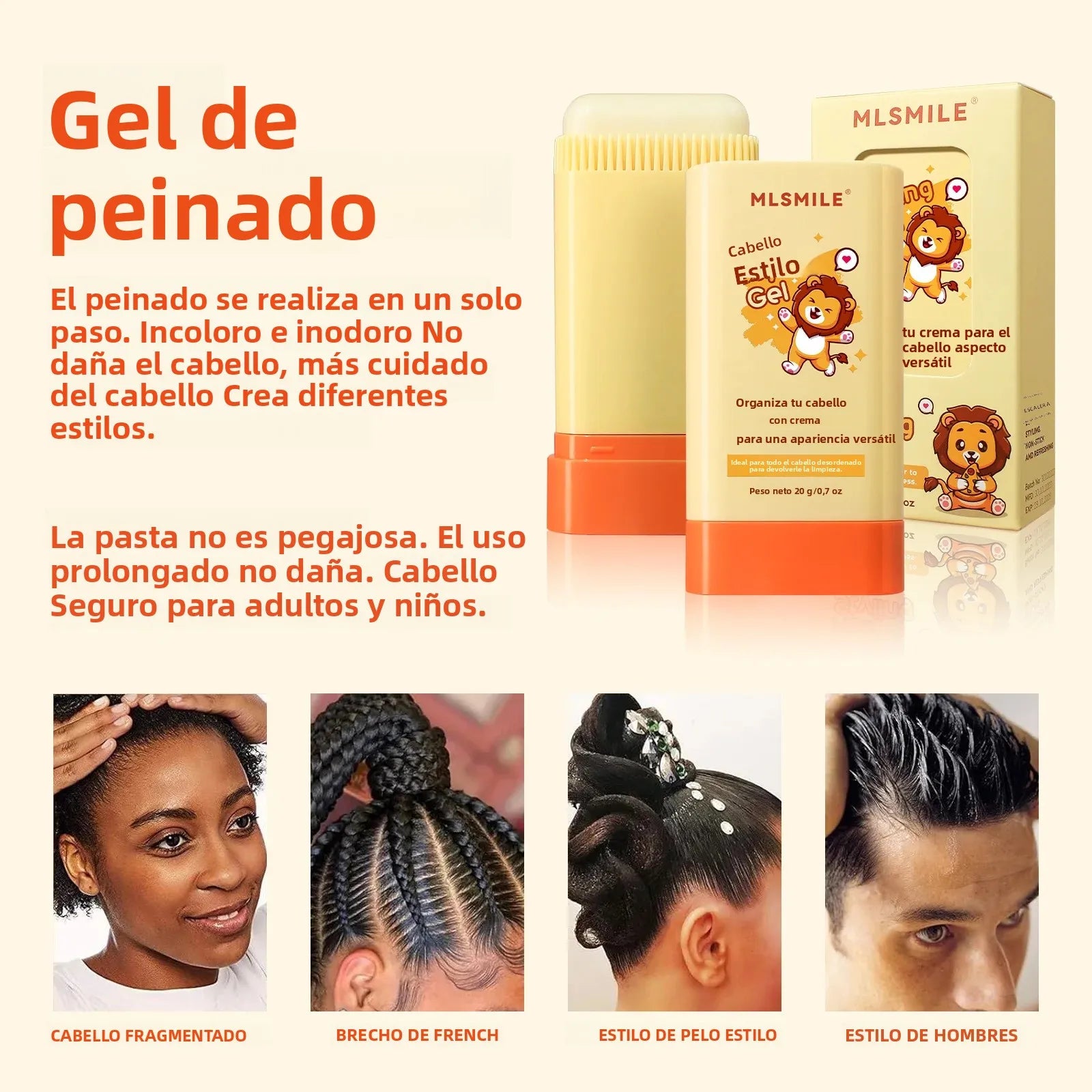 20g cera para el cabello palo peine dientes crema para peinar el cabello Anti-Frizz para hombres mujeres niños borde rizado producto para peinar el cabello