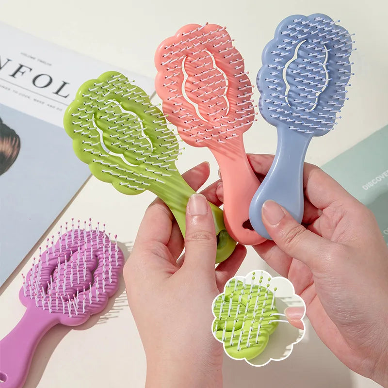Mini cepillo de pelo portátil para niña, Color caramelo, masaje de dibujos animados, peine de pelo liso, forma de nube, peine de canalé, peine de peinado, 1 pieza