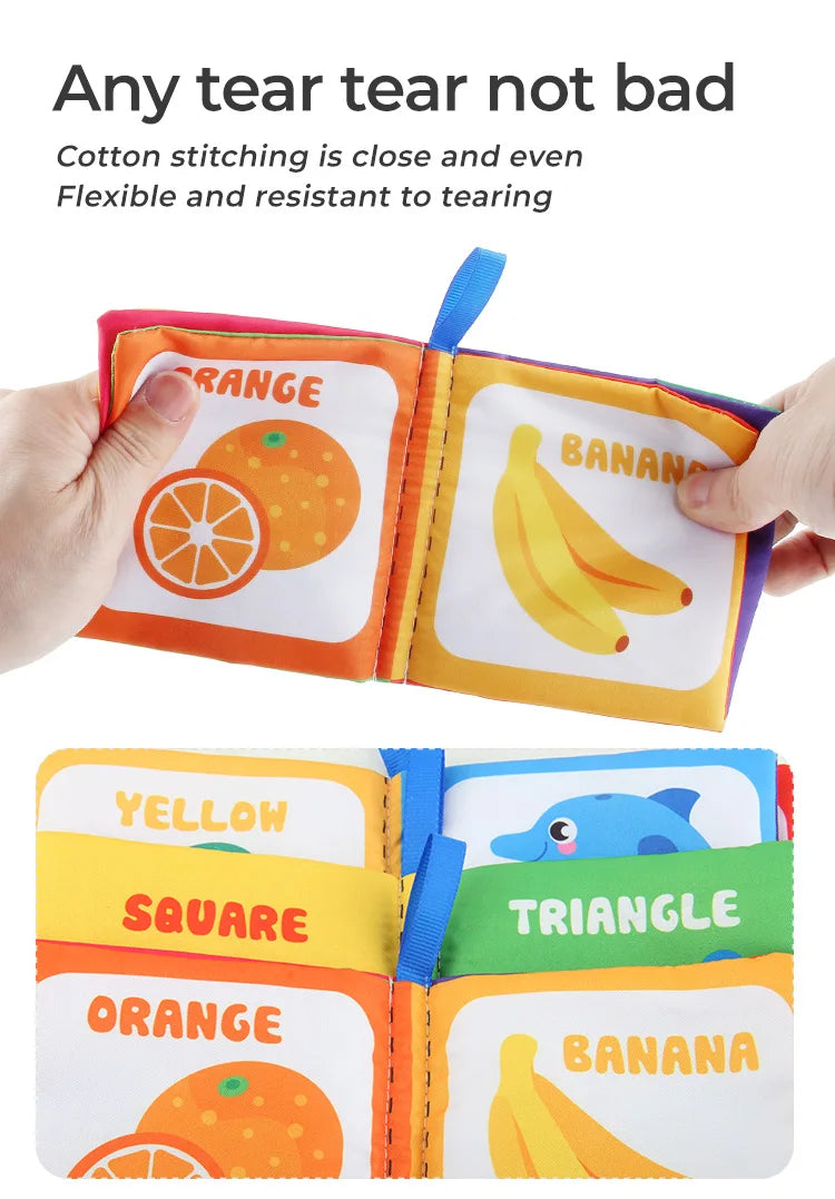 Libros de aprendizaje temprano de iluminación de 4 páginas, libro de tela blanco y negro para niños, juguetes educativos Montessori