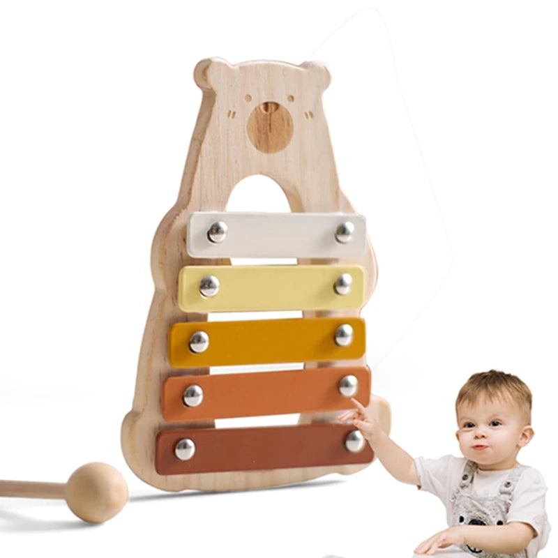 Juguete de madera Montessori, xilófono Multicolor, cuentas de campana, columna de tambor, instrumento Musical, juguete para chico, instrumento Musical educativo, regalo