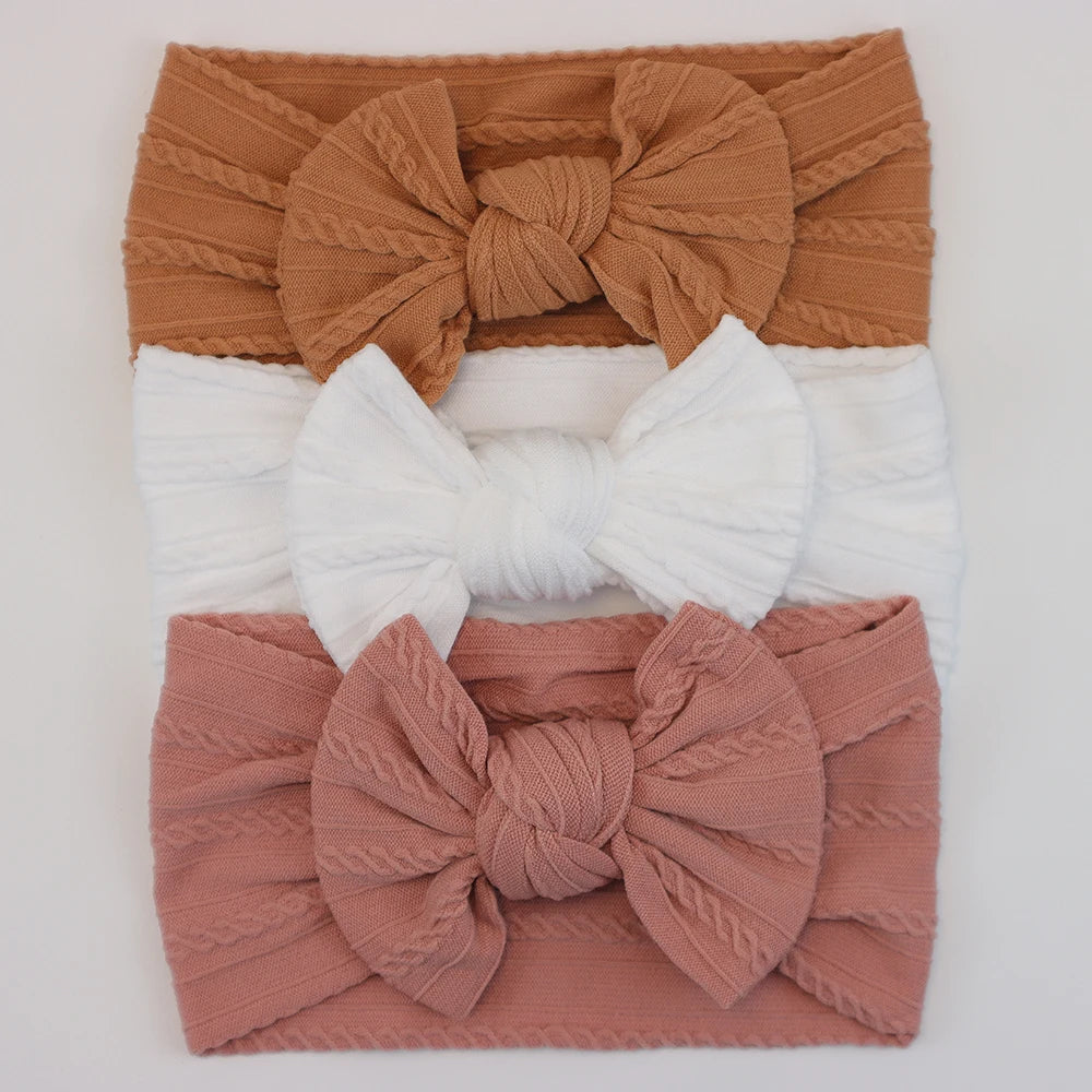 3 unids/set de diademas para bebé, lote de diadema con lazo para niña, gorros para recién nacido, turbante de nailon suave para niños, diademas para niños, accesorios para el cabello