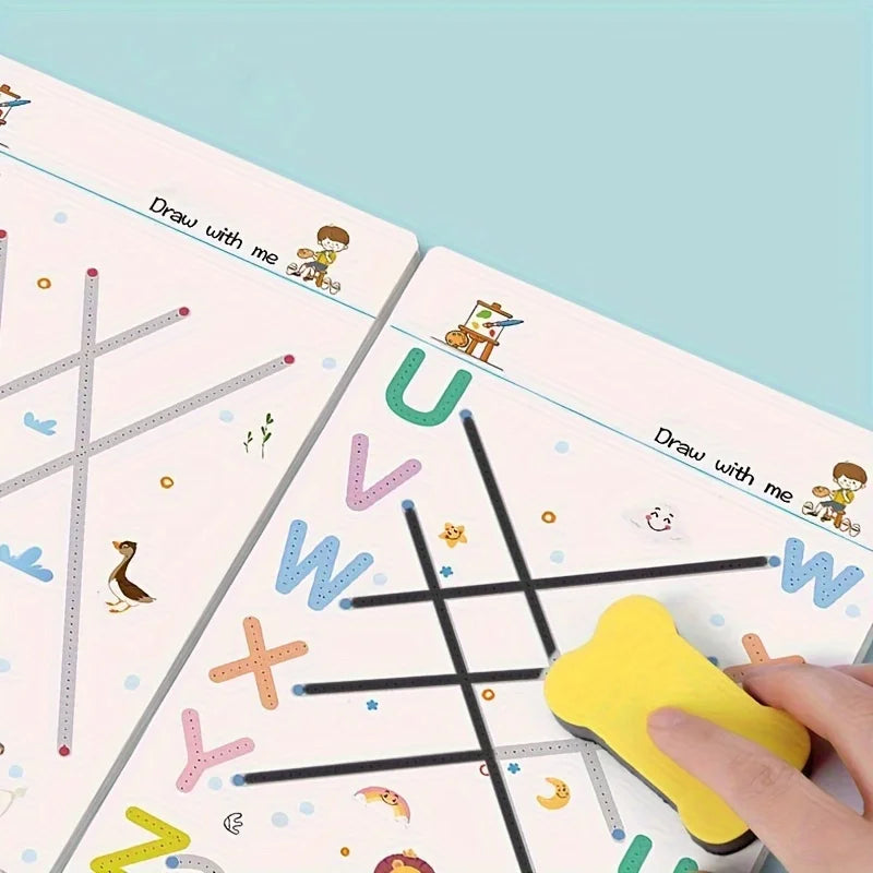 Cuaderno de trabajo de entrenamiento con Control de bolígrafo para niños pequeños, cuaderno de práctica de rastreo mágico para bebés, escritura reutilizable, dibujo, libros educativos con imágenes