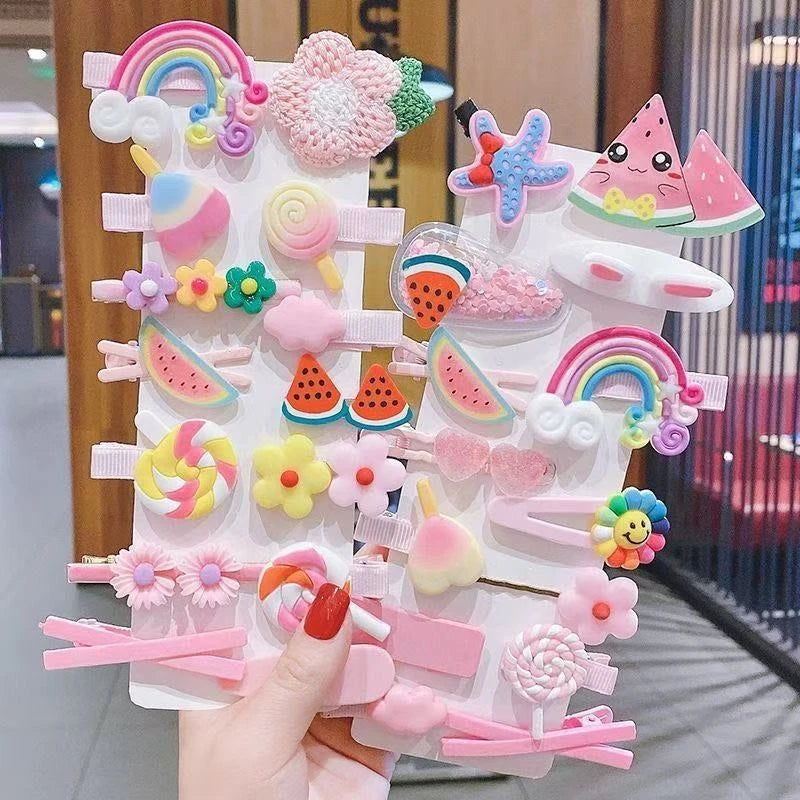 14-28-42-70 Uds. Conjunto de pinzas para el pelo de bebé de dibujos animados, pasadores de flores y frutas para niña, horquillas con flequillo, accesorios para el cabello para niños