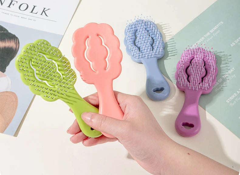 Mini cepillo de pelo portátil para niña, Color caramelo, masaje de dibujos animados, peine de pelo liso, forma de nube, peine de canalé, peine de peinado, 1 pieza