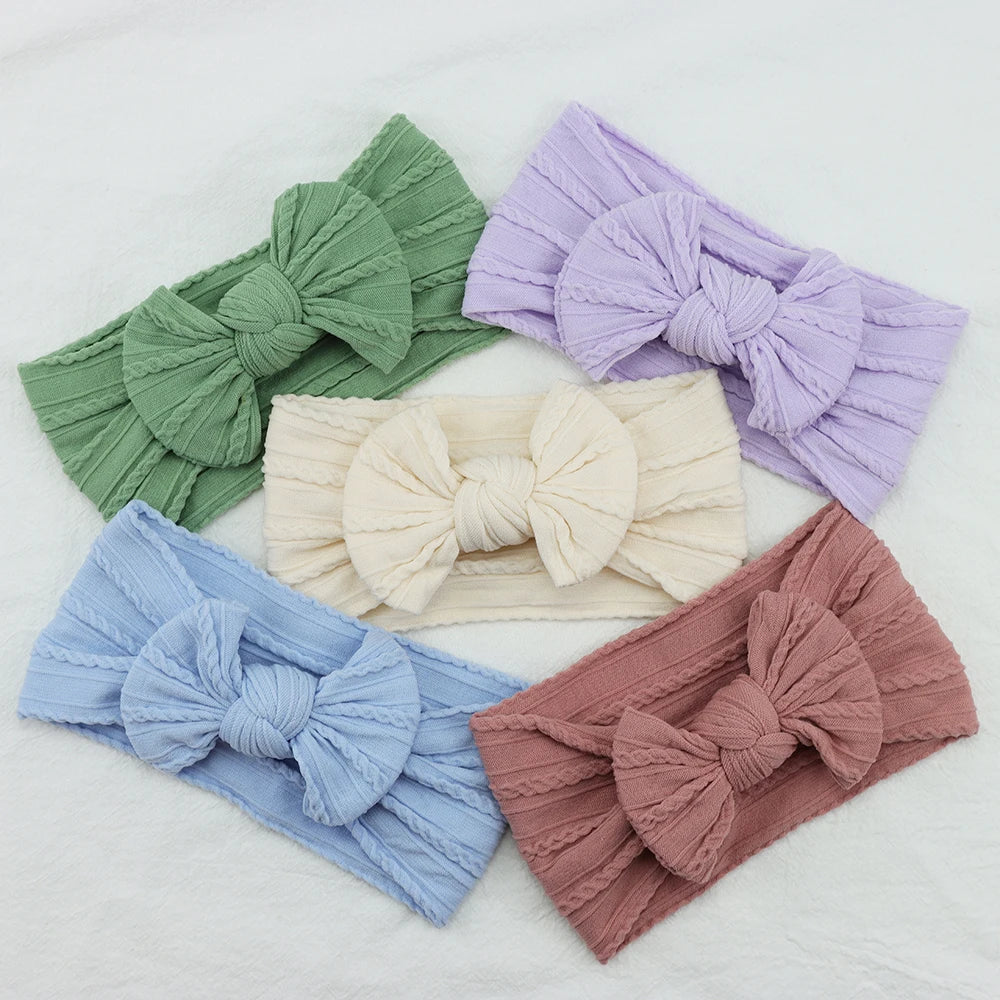3 unids/set diadema para niña, diademas tejidas con lazo para bebé, turbante elástico suave para recién nacido, accesorios para el cabello para bebé para niña