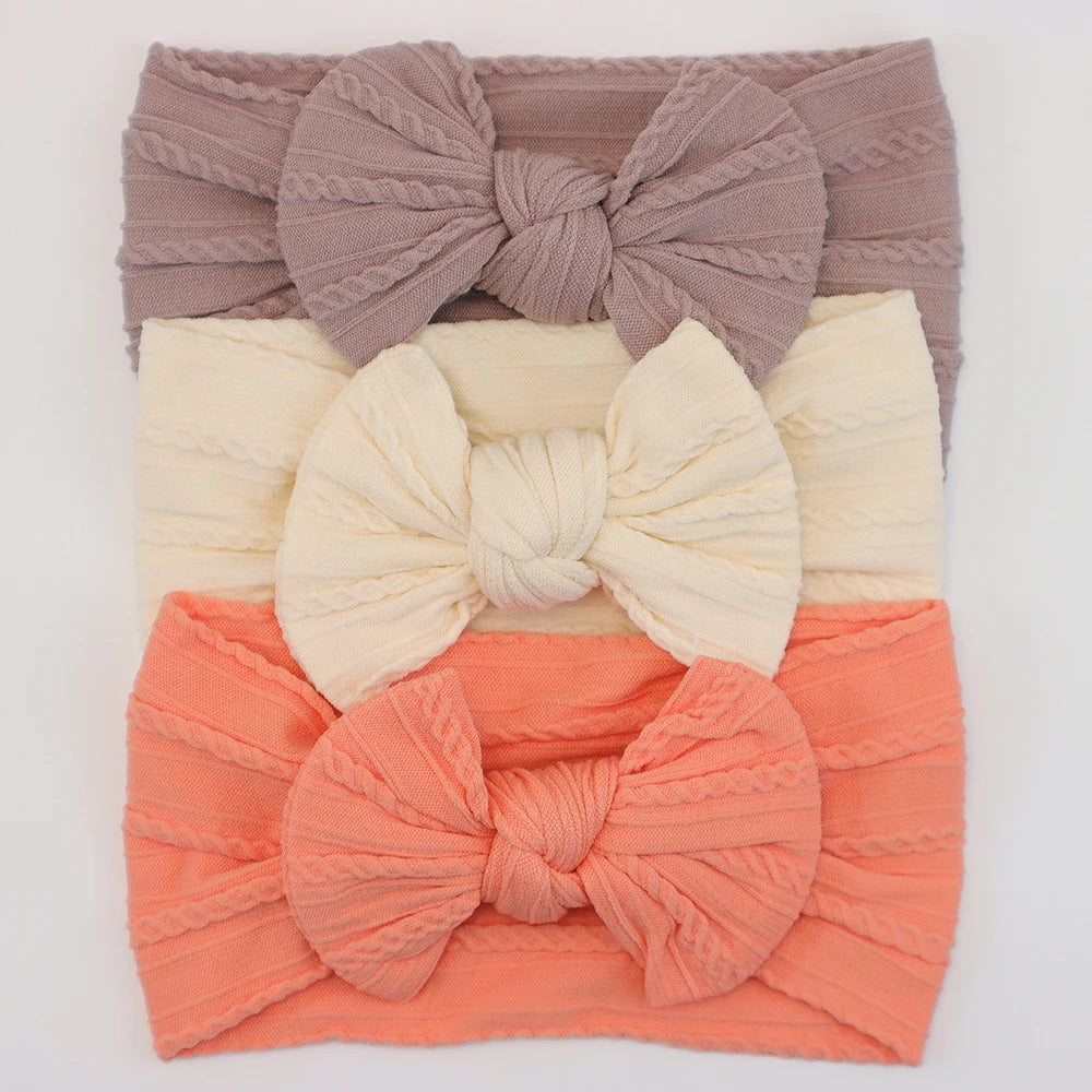 3 unids/set de diademas para bebé, lote de diadema con lazo para niña, gorros para recién nacido, turbante de nailon suave para niños, diademas para niños, accesorios para el cabello