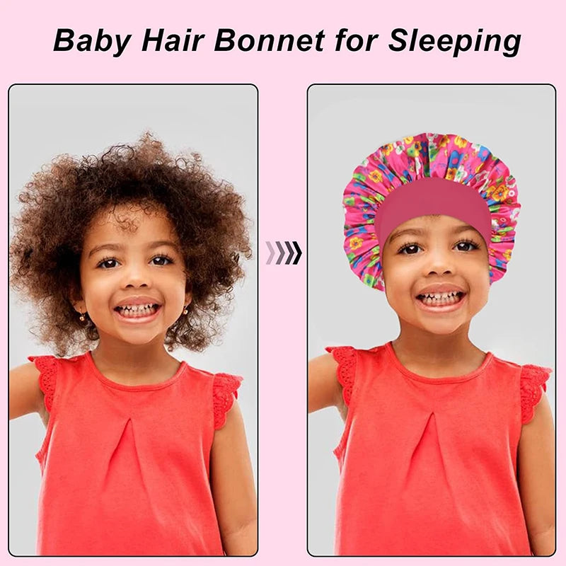 6 unids/lote gorro para niños lindo banda ancha elástico estampado de dibujos animados dormir moda gorro de dormir cuidado del cabello niños niñas gorro para dormir