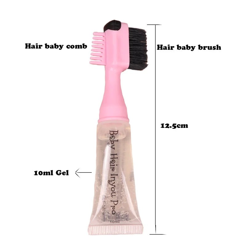 1 Uds. Gel de Control de bordes para estilizar el cabello con cepillo para el cabello de bebé, Gel fijador de cabello portátil, crema para el cabello Natural África 10Ml