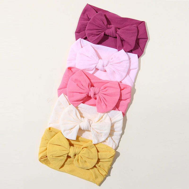 5 unids/set diadema para bebé lindo Bowknot banda para el cabello para niñas recién nacidas accesorios elásticos suaves para el cabello para niños