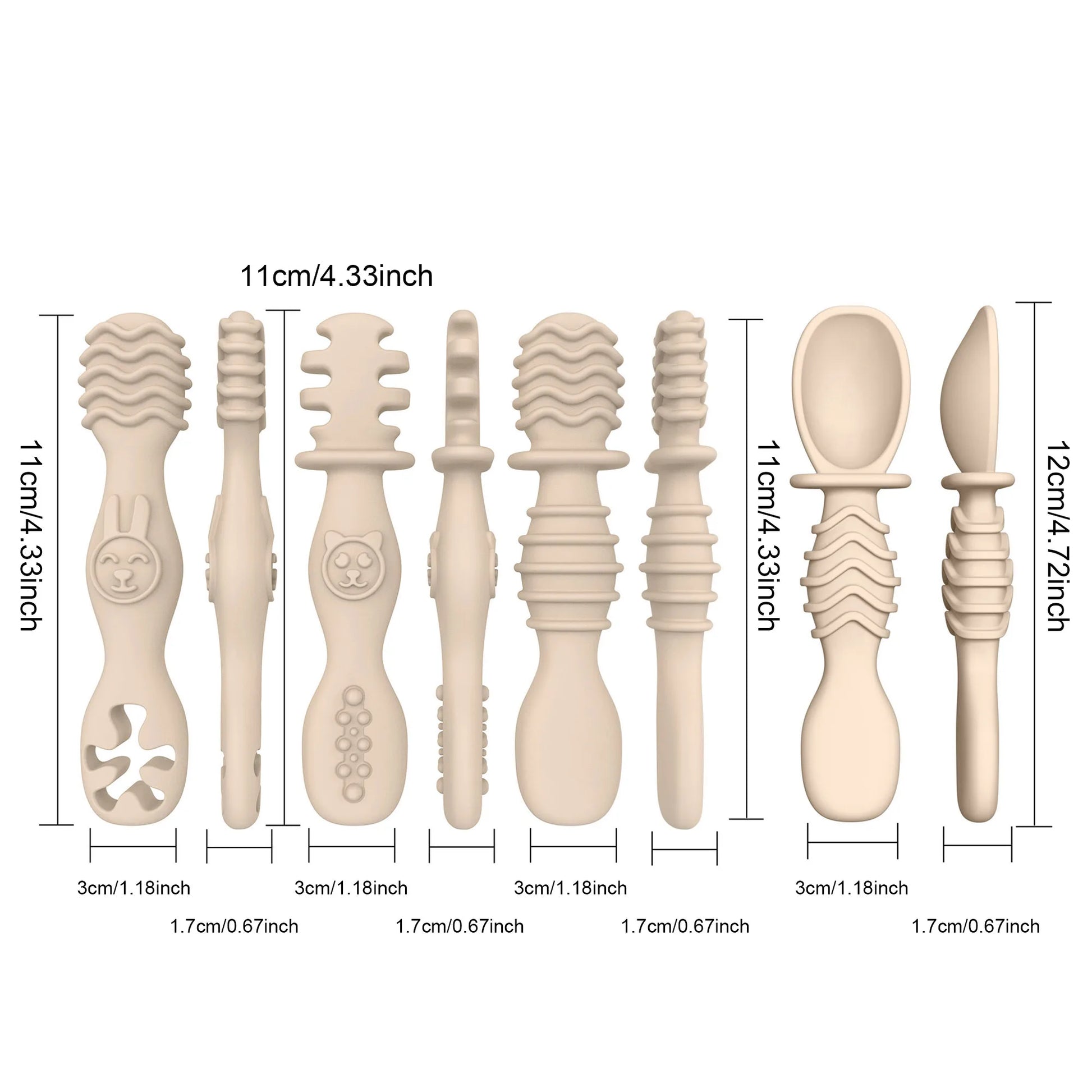 Cuchara de silicona para comida de bebé, cuchara de entrenamiento para bebés mayores de 6 meses, vajilla fácil de agarrar, regalo de Navidad, 4 Uds.
