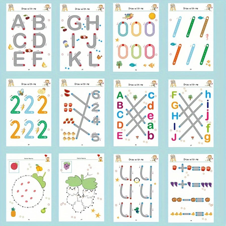 Cuaderno de trabajo de entrenamiento con Control de bolígrafo para niños pequeños, cuaderno de práctica de rastreo mágico para bebés, escritura reutilizable, dibujo, libros educativos con imágenes
