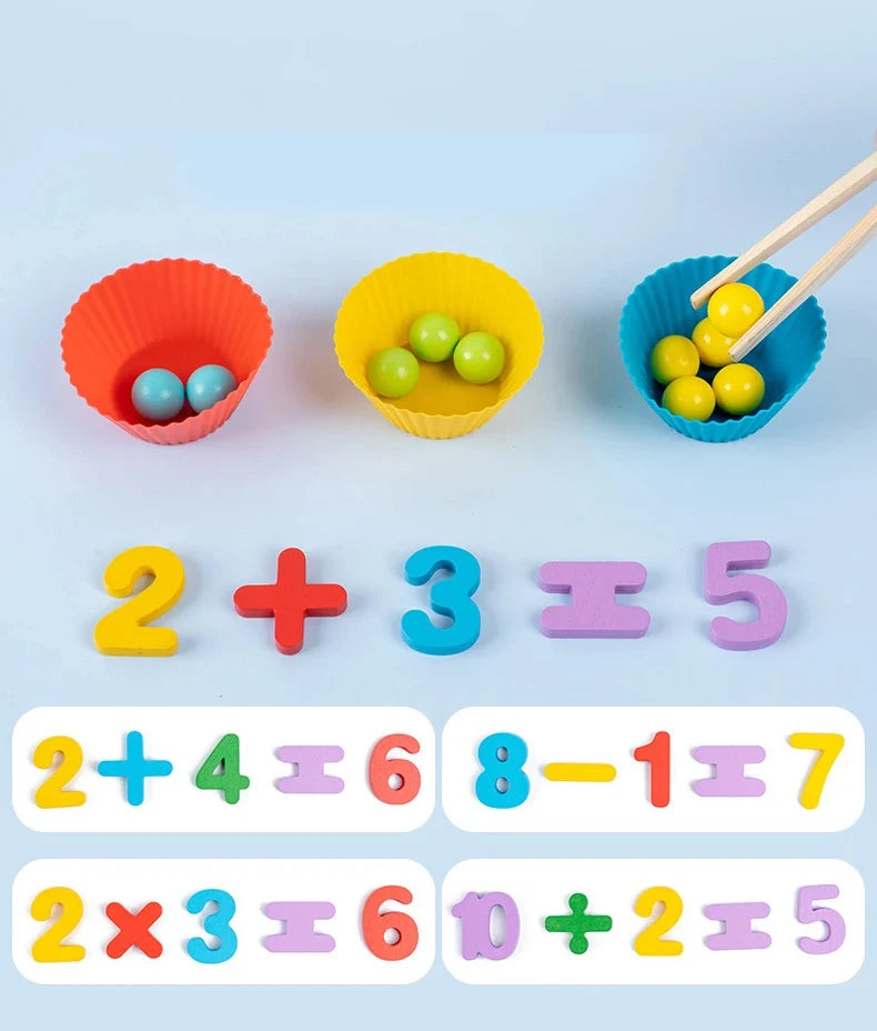 Accesorios de matemáticas Montessori para bebé, rompecabezas de emparejamiento cognitivo Digital, perla ingeniosa, juguetes de acción fina para niños