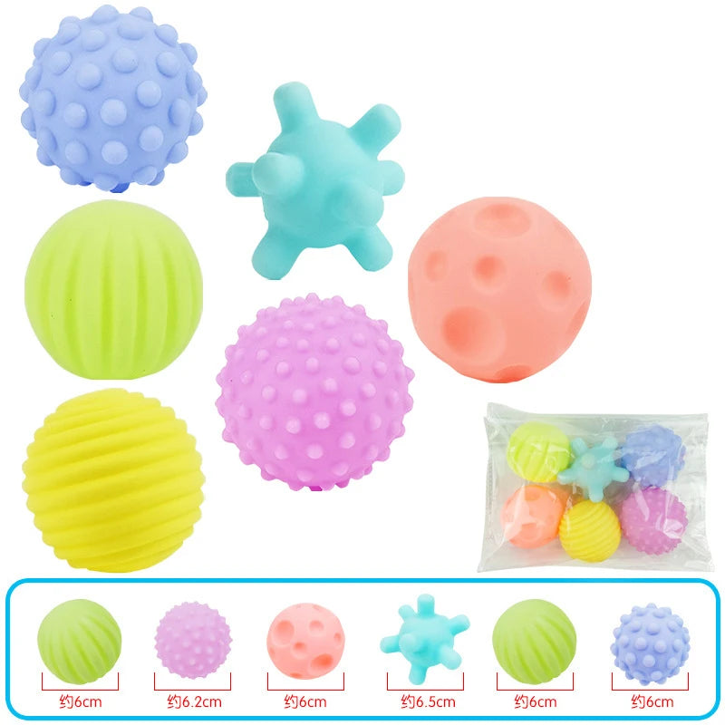 Juego de bolas múltiples texturizadas para niños, 6 piezas, juguete para desarrollar sentidos táctiles, pelota de mano táctil, pelota de entrenamiento, bolas suaves de masaje, regalos para niños