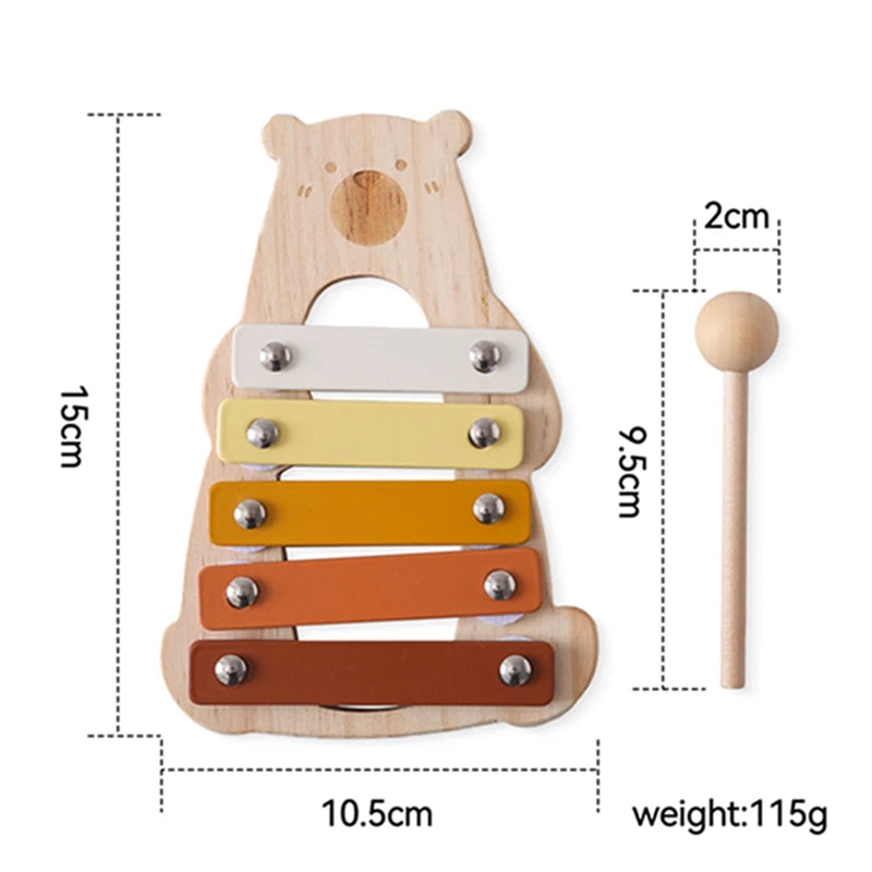 Juguete de madera Montessori, xilófono Multicolor, cuentas de campana, columna de tambor, instrumento Musical, juguete para chico, instrumento Musical educativo, regalo
