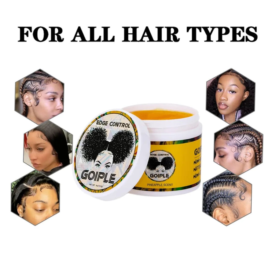 Goiple Edge Control Wax para pelos de bebé, Gel para el cabello de sujeción fuerte, sin borde descamaño, pomada más suave, aroma de piña con cepillo