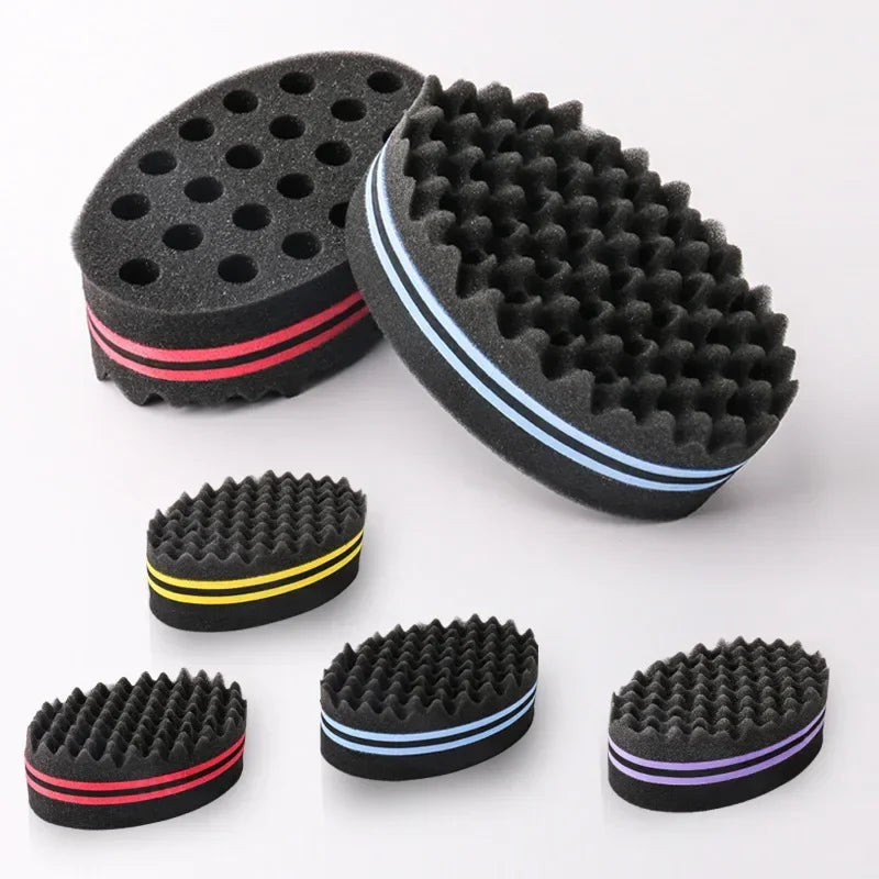 Cepillo de pelo ovalado de doble cara, cepillo de esponja mágico para bobina Afro Natural, cepillos de esponja para rastas, trenzas de cabello trenzado