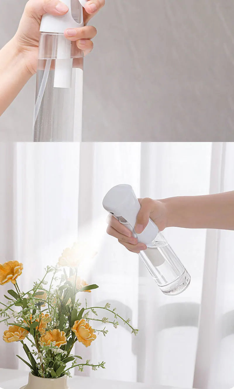 Botella recargable con pulverizador continuo de 200/300/500ml para botella, producto para peinar el cabello rizado, planta, peluquero, botella pulverizadora de niebla fina