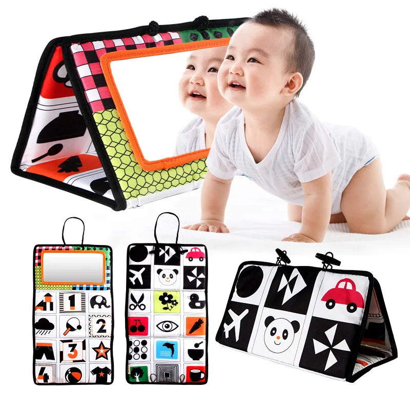 Espejo de suelo para bebé, tiempo de barriga, 6, 12 meses, juguetes sensoriales para recién nacidos de alto contraste, juego de desarrollo Visual para gatear, espejo de juguete para actividades