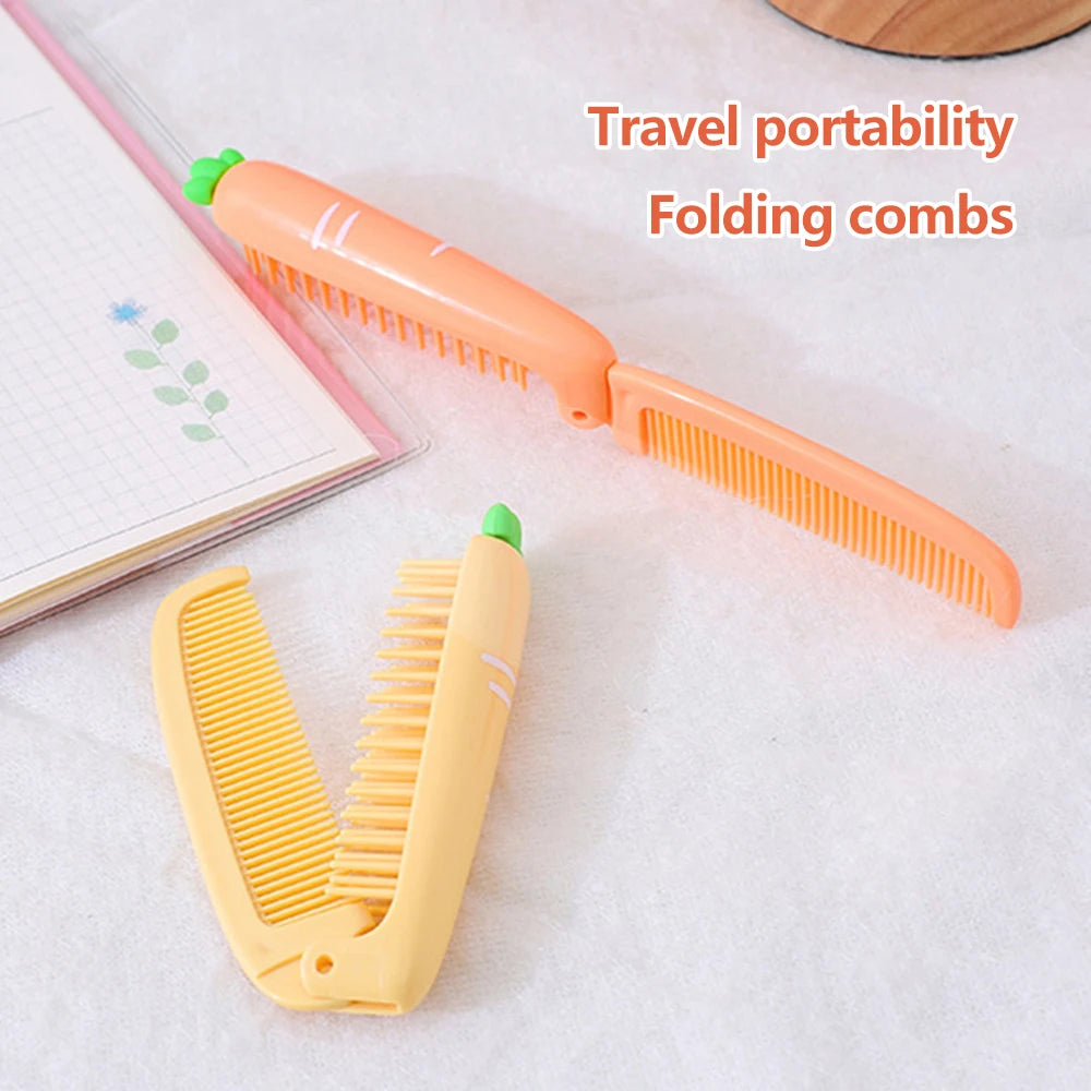 Peine de dientes suaves portátil para niños, cepillos de pelo, peine plegable de dibujos animados bonitos para niños, niños, niñas, cepillos y peine para el cuidado del cabello de bebés