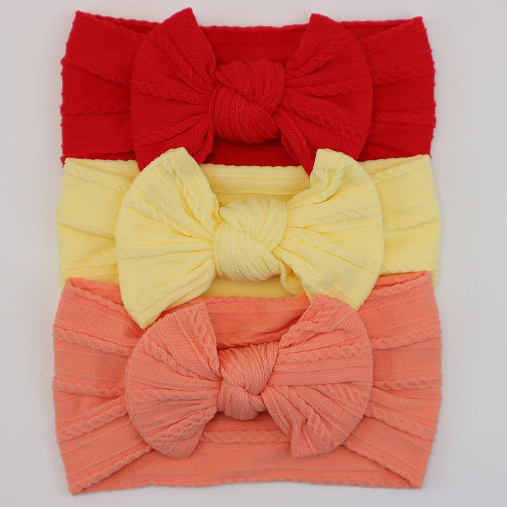 3 unids/set de diademas para bebé, lote de diadema con lazo para niña, gorros para recién nacido, turbante de nailon suave para niños, diademas para niños, accesorios para el cabello